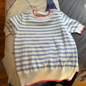 Striped Blue and White T-Shirt Sweater